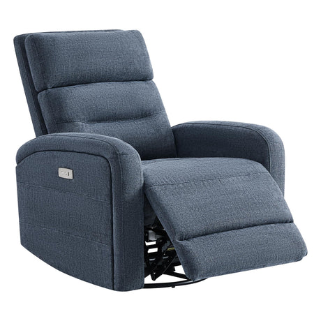 Watson & Whitely Swivel Power Recliner Glider Rocker, Small Recliner with Charging Port for Living Room, Fabric in Blue Watson & Whitely