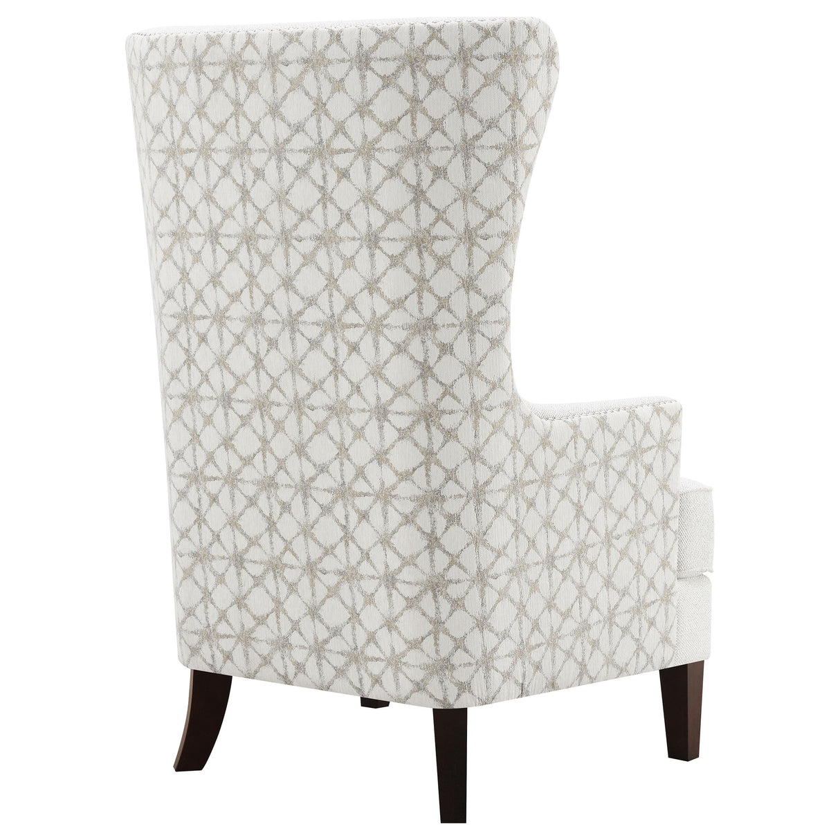 Coaster Home Furnishings - Pippin - Upholstered High Wingback Accent Chair with Brown Wood Legs, Track Arms, Removable T-Cushion, Geometric Pattern and Nailhead Trim - Living Room - Latte - 904066 Coaster Home Furnishings