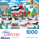 RoseArt - Home Country - Jingle Bell Sleigh Society - 1000 Piece Jigsaw Puzzle for Adults RoseArt