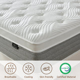 Full Size Mattress, 12 Inch Full Size Mattress for Medium Firm, Individual Pocketed Springs for Pressure Relief & Low Motion Transfer, CertiPUR-US Certified Fynterra
