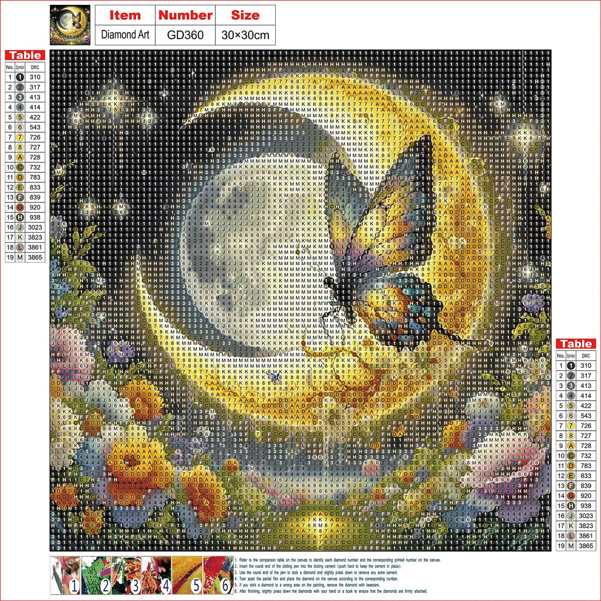 GDYEEH DIY 5D Fairy Diamond Art Kits, Round Full Drill Sparkling Moon Flowers Diamond Painting Picture, Dreamland Diamond Painting Art Kits Craft for Adults Beginners, Home Wall Decor 12x12 inch GDYEEH