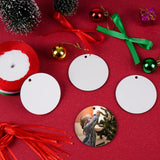 Christmas Sublimation Ornament Blanks 24PCS MDF Sublimation Blank Pendants Bulk Double Sided Printed Round Sublimation Ornaments with 3 Roll Ribbon for Christmas DIY Craft Decoration Supplies Daomong