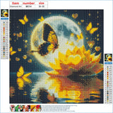 QINRUBB DIY Moon Diamond Painting Kits, Full Drill Butterfly Diamond Art Painting Kits for Adults Beginners, DIY 5D Lotus Painting by Numbers Fantasy Diamond Art Kits for Home Decor 12x12inch QINRUBB
