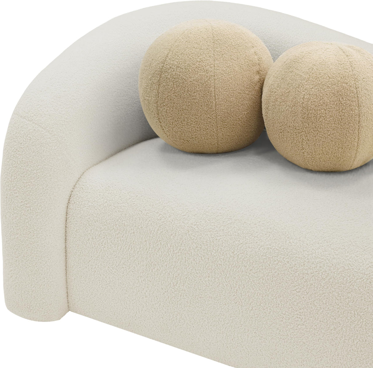 Meridian Furniture 186Cream-L Kali Collection Modern | Contemporary Loveseat with Soft Cream Faux Shearling Teddy Fabric, Curved Back, 62" W x 33" D x 27" H, Cream Meridian Furniture