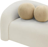 Meridian Furniture 186Cream-L Kali Collection Modern | Contemporary Loveseat with Soft Cream Faux Shearling Teddy Fabric, Curved Back, 62" W x 33" D x 27" H, Cream Meridian Furniture