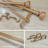 SKYPLUS LIVING Faux Wood Style Curtain Rod Set with Wood Grain Round Finial, 72-144 inch, Standard Double Drapery Rod for 1 Pack, 1 inch diameter, Adjustable Length SKYPLUS LIVING