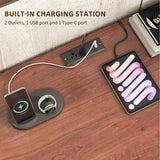 Whalefall Executive Desk with Drawers, 55'' Farmhouse Desk Wooden, Home Office Computer Desk with File Cabinet and Charging Station, Cherry Brown Whalefall