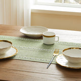 YZJZEDS Hemstitched Farmhouse Table Runner, Sage Green 13x72 Inch, Cotton Linen Table Runners 72 Inches Long, Embroidered Striped Sage Green Boho Table Runner Rustic Home Decor YZJZEDS