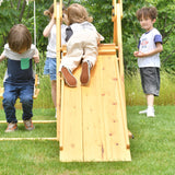 Avenlur 4-in-1 Juniper Outdoor Play Gym - Jungle Gym Playset with Baby Swing, Slide, Ladder, and Climbing Wall - Foldable Wooden Playset - Outdoor Jungle Gym for Kids Ages 18mo to 6yrs Avenlur