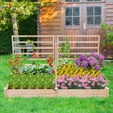 Giantex Raised Garden Bed with 3 Trellises, 88"L x 45"W x 43"H, Set of 2 Wood Planter Box for Vegetables Flowers Herbs Fruits Climbing Plants Cucumber, Easy Assembly, Outdoor Rectangular Raised Beds Giantex