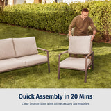EAST OAK 4-Piece Patio Furniture Set, Outdoor Furniture Set with Thick Cushion,Waterproof Patio Conversation Set for 4, Woven Armrests Loverseat and Table for Backyard, Creamy Apricot EAST OAK