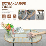 Devoko Outdoor Patio Furniture Set, Outdoor Sectional Conversation Rope Woven L-Shaped Sofa Set with Patio Table and Thick Cushions for Backyard Porch Balcony Garden, White Devoko