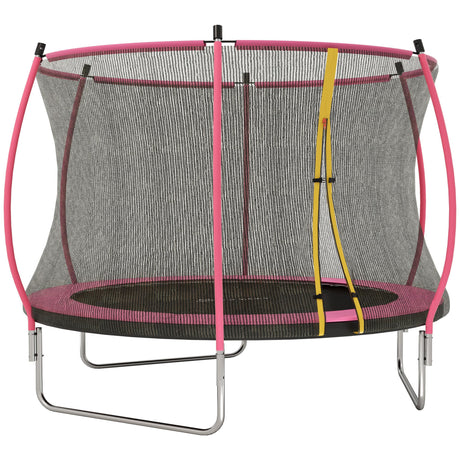 Soozier 10ft Trampoline Outdoor, Recreational Trampoline with Net Enclosure, Curved Poles and Safety Spring Cover for Kid Adults, ASTM Approved, Pink Soozier