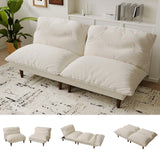 DreamDashio Futon Sofa Bed, 4 in 1 Multi-Functional Futon Couch with Adjustable Backrest, 75 inch Convertible Sleeper Sofa Bed and Recliner Lounge, Corduroy Loveseat for Living Room, Apartment, Beige DreamDashio