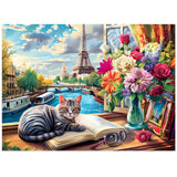 500 Pieces Puzzle for Adults Puzzle Cat Paris Puzzle for Elderly Children, Recycled Paper Jigsaw Puzzle 500 Pieces Challenging Puzzle Family Game Gift for Friends, Finished Size is 21x15 in Jeacirio