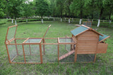 Outdoor Chicken Coop Wooden Hen House Poultry Pet Hutch Run Cage w/Waterproof Asphalt Roof, Ramp, Nesting Box, Wire Fence (120") GOJOOASIS