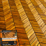 Interlocking Deck Tiles Herringbone - Snap Together Wood Flooring | 12 x 12 Acacia Hardwood Outdoor Flooring for Patio | Click Floor Decking Tile (8, Herringbone) Majestick Goods