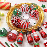 Alupssuc 95pcs Christmas Ornaments Bulk, Red and Green Christmas Decorations Set for Tree with Hanging Strings, Shatterproof Baubles for Xmas Holiday Decor Alupssuc