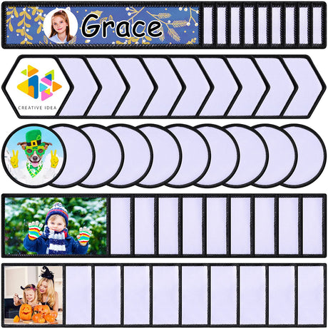 50 Pieces Sublimation Patch Fabric Iron-on Blank Patches Fabric Repair Sublimation Blank Patch Heat Transfer Blank Patch for Hats Clothes Uniforms Jeans Backpacks Dog Vest (Black, Classic Series) Waydress