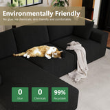 108”Modular Sectional Sofa, 4 Seat Cloud Sectional Couch for living Room with Deep Seat, Modern L-Shape Couch with Oversized Chaise, Upholstered Couches with Waist Pillows, No Assembly Required(Black) B.Sauraseng