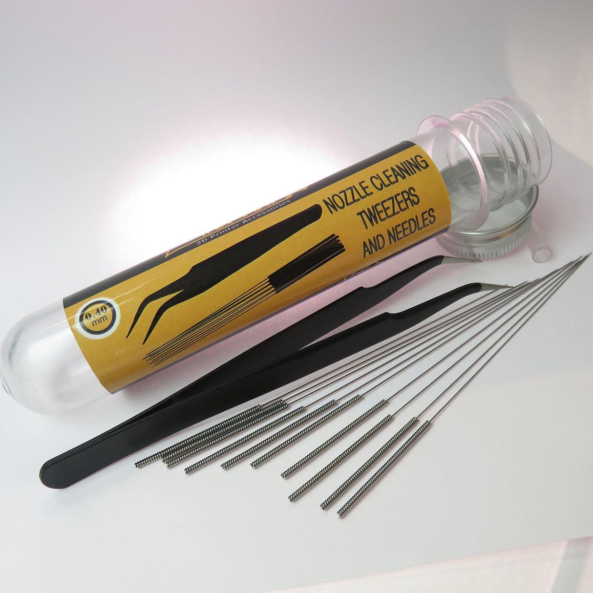 3D Printer Nozzle Cleaning Kit - 0.4mm Needles and Tweezers Toolkit - Stainless Steel Nozzle Cleaning Tool Kit - Alternative for 0.4mm Drill Bits for 3D Printer - Set of 11 AMERVAULT