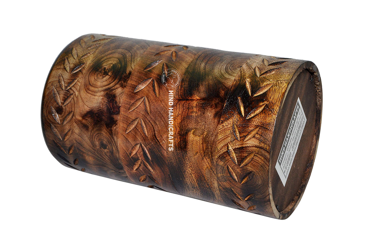 HIND HANDICRAFTS Round Wooden Engraved Urns for Human Ashes Adult - Wooden Box Rosewood Cremation Urns for Ashes - Burial Urns - Funeral Urns Large Hind Handicrafts