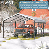 VIWAT Carport 12x20 FT Metal Carport with Enhanced Base Outdoor Heavy Duty Garage Galvanized Car Shelter for Pickup, Boat, Car and Tractors VIWAT