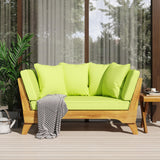 Merax Outdoor Patio Convertible Sofa Couch, Luxury Green Sectional Daybed with High Back & Thick Cushions, Coastal Furniture for Backyard Balcony Poolside, Acacia Wood & Waterr Resistant, Green Merax