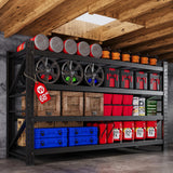 68” W Metal Shelf Heavy Duty, 8000LBS Metal Garage Shelving Units, 4 Tier Storage rack shelves, Steel Industrial Shelving , Adjustable Standing Shelf for Basement/Warehouse 68"W x 24"D x 64"H, Black AFAIF