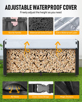 Brightown Firewood Rack Outdoor with Cover, 8FT Wood Rack for Firewood Indoor, Waterproof Fire Wood Holder Outside, Adjustable Heavy Duty Logs Stand Stacker Holder for Patio Deck, Black Brightown