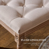 VONLUCE Ottoman Stool, 18.5 in High, Beige, with Padded Seat, Wood Frame, Button Tufted, for Dining, Living Room, Bedroom, Piano, Dressing, Vanity, Foot Rest VONLUCE