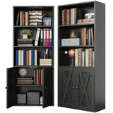 IRONCK Industrial Bookshelves and Bookcases with Doors 11.8 in Depth Set of 2 Floor Standing 5 Shelf Display Storage Shelves Bookcase Home Decor Furniture for Home, Office, Living Room, Bedroom IRONCK