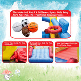 [Upgrade Version] PicassoTiles KC102 12x10 Foot Inflatable Bouncer Jumping Bouncing House, Jump Slide, Dunk Playhouse w/Basketball Rim, 4 Sports Balls, Full-Size Entry, 580W ETL Certified Blower PicassoTiles