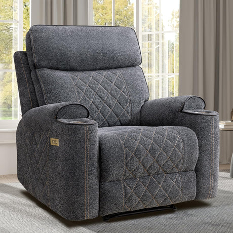 EBELLO Power Recliner Chair, Electric Fabric Reclining Sofa with Cup Holders, USB Type-C Charging Ports, for Small Living Room, Bedroom and Meeting Room, Grey EBELLO
