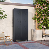 YILFANA Metal Storage Cabinet with Lockable Doors, 75" Steel Storage Locker Tool Cabinet with Hanging Rod & S-Hooks, Tall Garage Cabinets, Black, 75" H x 33.85" W x 16.53" D YILFANA