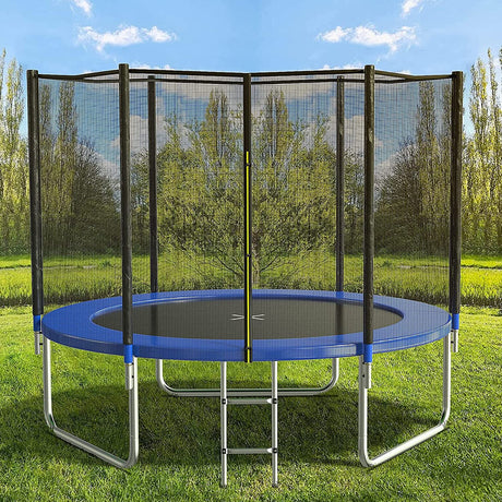 AOTOB 12 FT Trampoline Safety Enclosure Net Combo Bounce Jump for Kids Outdoor with Spring Pad Waterproof Jump Mat & Ladder AOTOB