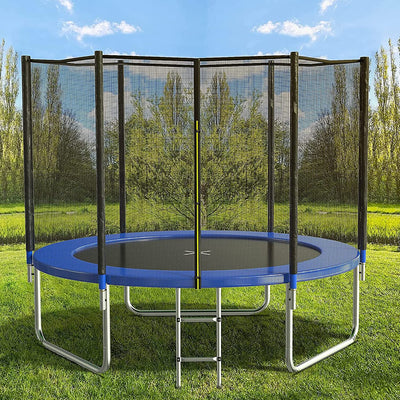 AOTOB 12 FT Trampoline Safety Enclosure Net Combo Bounce Jump for Kids Outdoor with Spring Pad Waterproof Jump Mat & Ladder