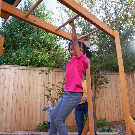 KidKraft Brightside Wooden Swing Set with Café Area and Stools KidKraft
