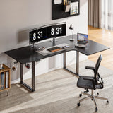 ONBRILL Standing Desk, 63x43 Inches L Shaped Desk with 4 Legs, Dual Motor and Memory Controller, Electric Stand Up Desk Adjustable Height from 28-46 Inches for Computer Workstation Black ONBRILL