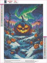 MXJSUA Halloween Enchanted Forest DIY Diamond Painting Kits for Adults, Diamond Gem Art Painting for Beginners, Pumpkin Diamond Picture with Full Round Drill Dots Craft Set Gift, 12x16 Inch MXJSUA
