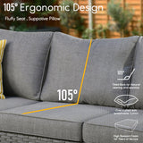 HOOOWOOO 11 Piece Patio Sectional Furniture Set with Fire Pit Table,Modern Wicker Outdoor Conversation Sofa Sets,Weather Resistant Modular L Shaped Outside Couch Swivel Chair Set(Charcoal Grey) HOOOWOOO