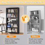 CBNTKI 5 Tier Metal Bookshelf,69'' Tall Heavy Duty Bookcase with Adjustable Shelves,Black Large Modern Bookshelves,Industrial Open Bookcases for Library,Office,Study Room,Living Room CBNTKI