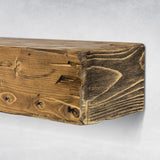 URBANDI Fireplace Mantel, Distressed, Rustic, Floating Shelf, Modern, Real Wood. (84Lx6Hx8D, Brown) Urbandi
