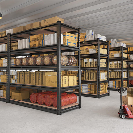 REIBII 48.2" W Garage Shelving, Storage Shelves Load 3000LBS, Adjustable Garage Shelving Heavy Duty for Pantry, Basement, Warehouse, 48.2" W X 71.9" H X 24" D, Black REIBII