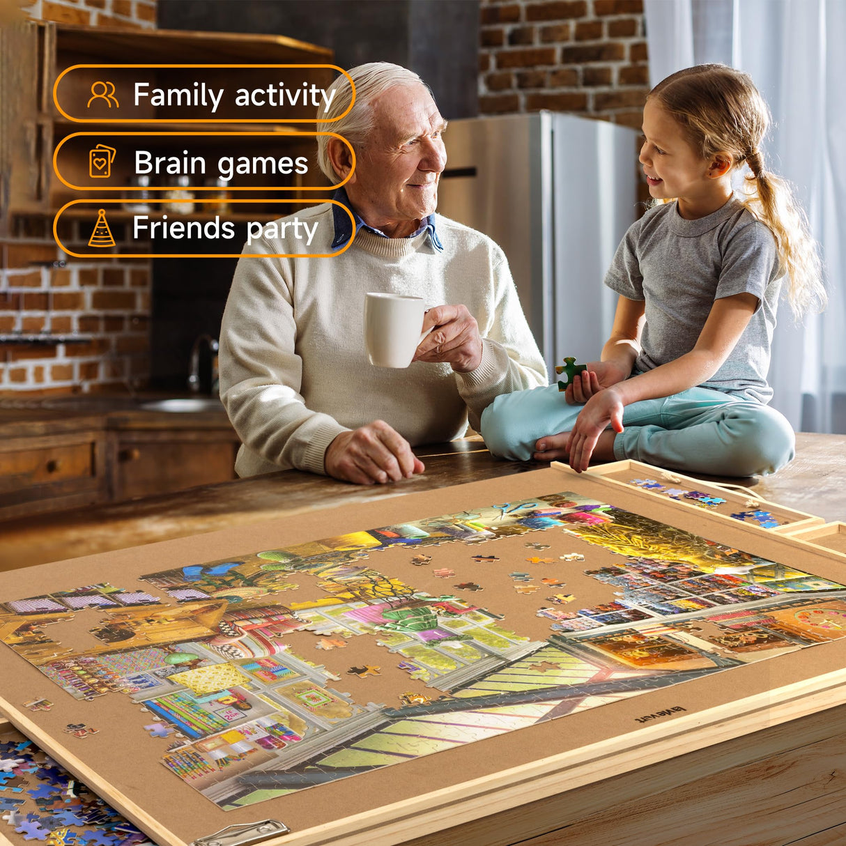 Lavievert 1500 Pieces Jigsaw Puzzle Board with Cover Mat Set, Wooden Puzzle Table with Drawers for Adults, Portable Jigsaw Puzzle Table with Smooth Plateau Surface & Storage LAVIEVERT