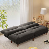 Homall Futon Sofa Bed, Modern Loveseat Futon Couch with Adjustable Backrest and Armrests, Sleeper Sofa Bed with Wood Frame for Living Room, Office, Apartment (Fabric, Black) Homall