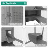 Large Outdoor Cat Catio Enclosure with Weatherproof Roof, Sunshade, and Multiple Play Areas - 4 Tiers, 1 Resting Rooms, 4 Platforms, 5 Windows - 75.6" L x 32.3" W x 70" H GRTRE