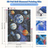 CEOVR Universe Planets Diamond Art Kits for Adults, 5D DIY Full Drill Space Stars Diamond Painting Dots Crystal Gem Art, Adult Crafts Kits Arts and Crafts, Wall Decor for Home Office 12x16inch CEOVR