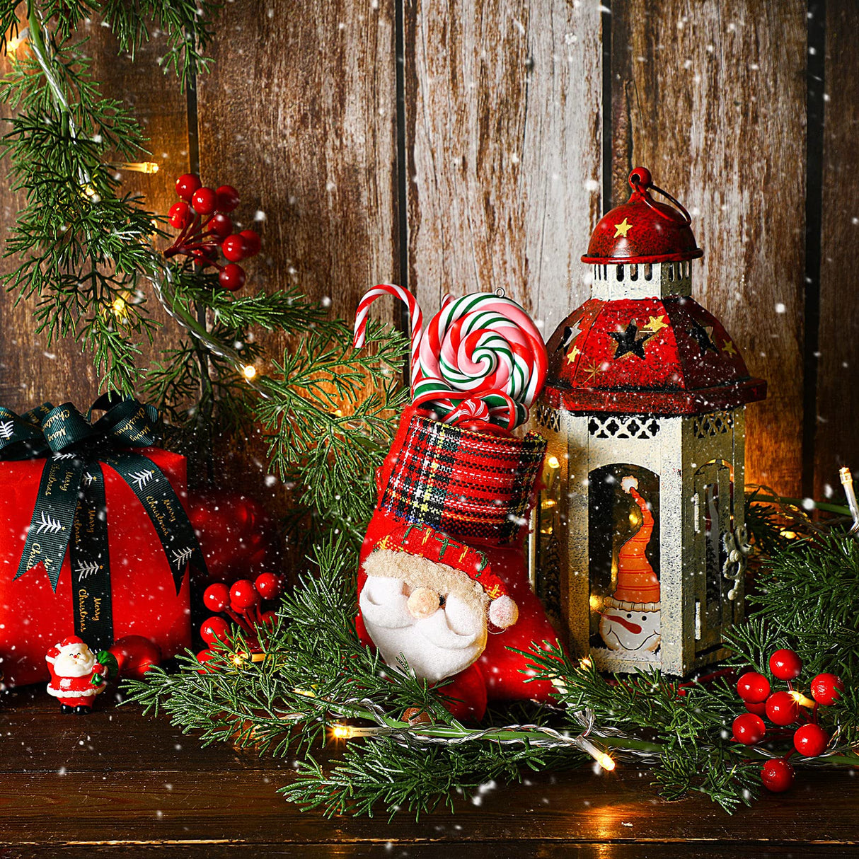 Spiareal 1 Pcs 5.74 ft Christmas Garland with Light Christmas Lighted Pine Garland Prelit Battery Operated Cedar Pine Cone Red Berry Greenery for Mantle Fireplace Decor Spiareal