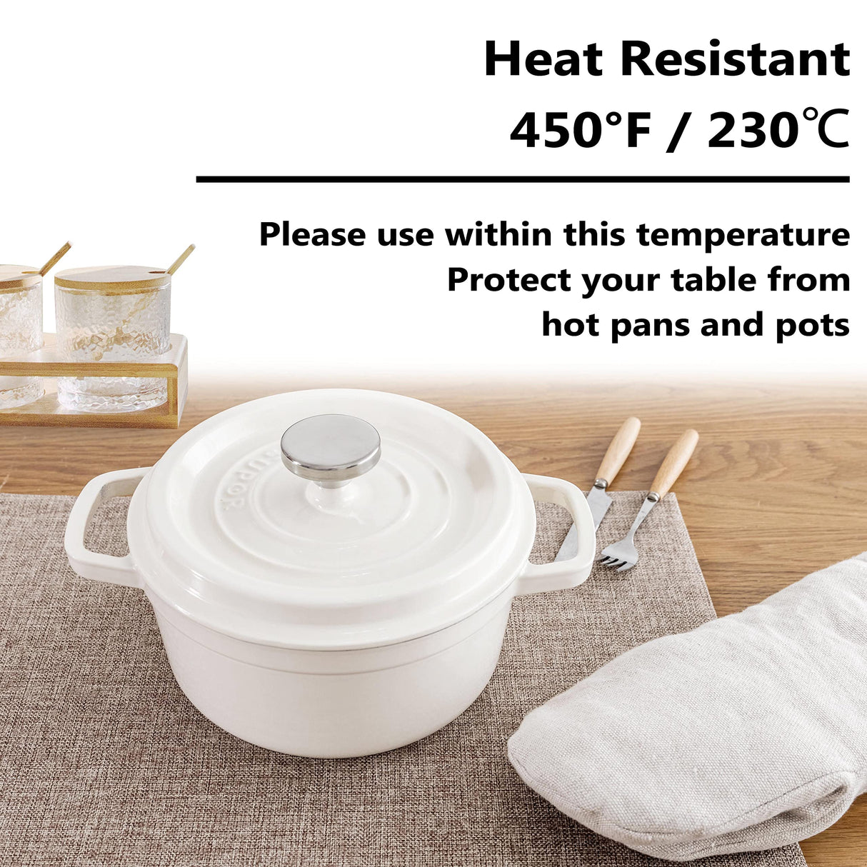 Home Brilliant Linen Placemats Set of 4 Heat Resistant Dining Table Cloth Place Mats Kitchen Table Mats Placemats Table Spring Decor, Natural Linen Home Brilliant